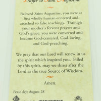 St. Augustine Laminated Holy Card (Plastic Covered) - Unique Catholic Gifts