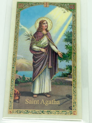 St. Agatha Laminated Holy Card (Plastic Covered) - Unique Catholic Gifts