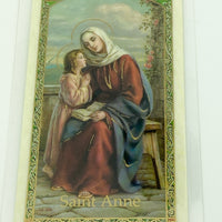 St. Anne Laminated Holy Card (Plastic Covered) - Unique Catholic Gifts