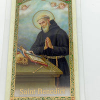 St. Benedict Laminated Holy Card (Plastic Covered) - Unique Catholic Gifts