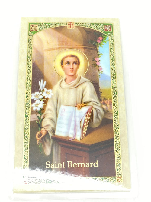 St. Bernard Laminated Holy Card (Plastic Covered) - Unique Catholic Gifts