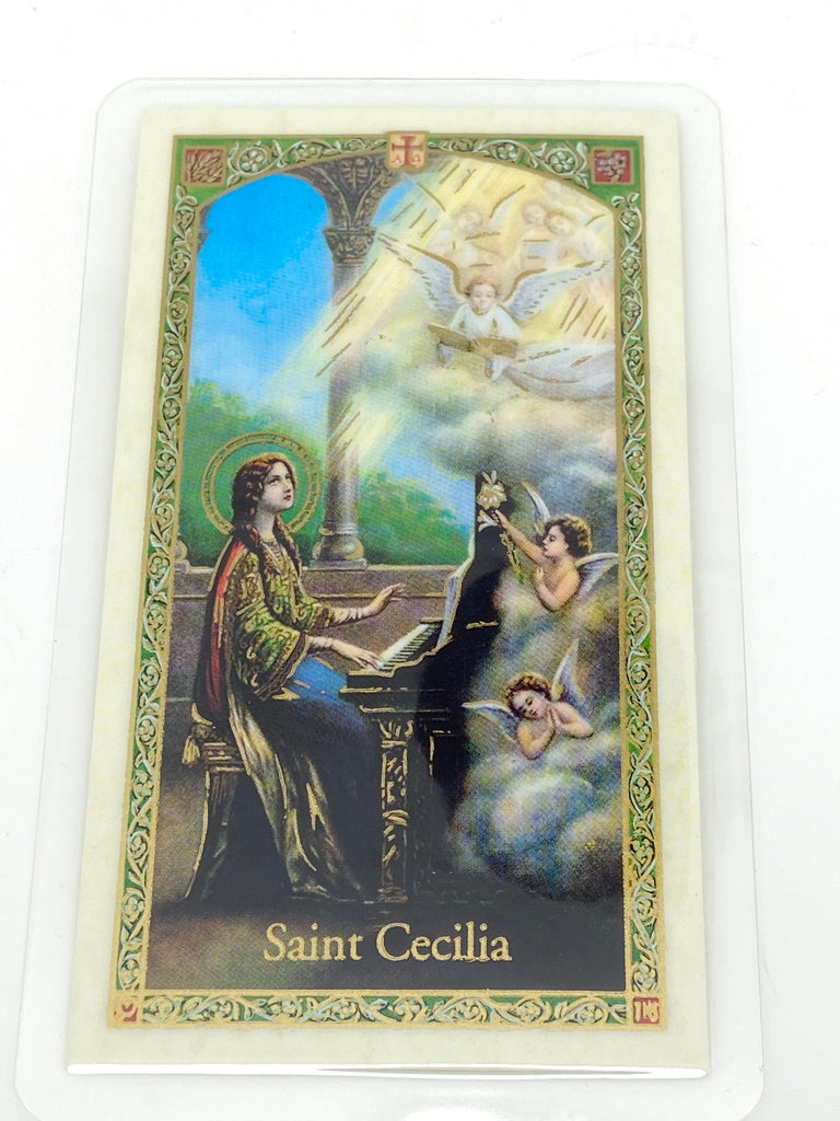 St. Cecilia Laminated Holy Card (Plastic Covered) – Unique Catholic Gifts