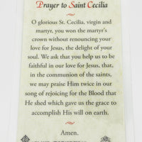 St. Cecilia Laminated Holy Card (Plastic Covered) - Unique Catholic Gifts