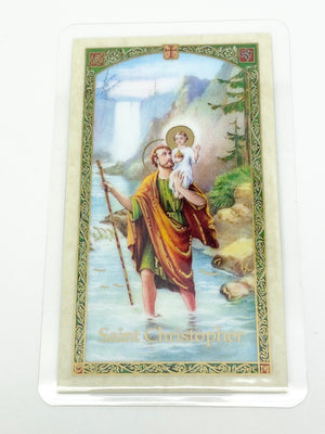 St. Christopher Laminated Holy Card (Plastic Covered) - Unique Catholic Gifts