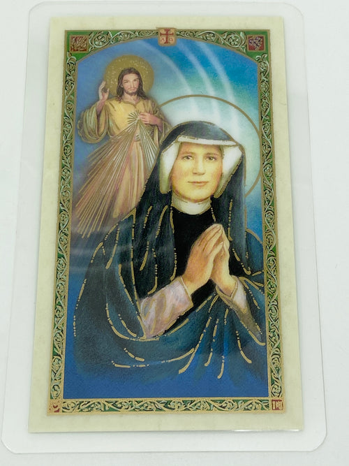 St. Faustina Laminated Holy Card (Plastic Covered) - Unique Catholic Gifts