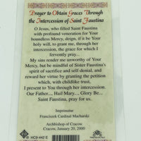 St. Faustina Laminated Holy Card (Plastic Covered) - Unique Catholic Gifts