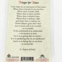 St Francis Prayer for Peace Laminated Holy Card (Plastic Covered) - Unique Catholic Gifts