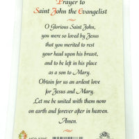 St. John the Evangelist (Apostle) Laminated Holy Card (Plastic Covered) - Unique Catholic Gifts