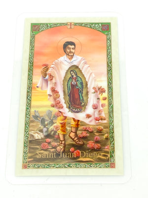 St. Juan Diego Laminated Holy Card (Plastic Covered) - Unique Catholic Gifts