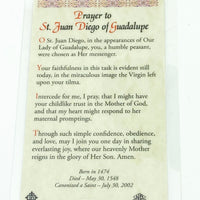 St. Juan Diego Laminated Holy Card (Plastic Covered) - Unique Catholic Gifts