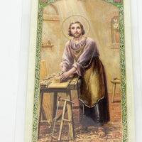 St. Joseph Patron Saint of Workers Laminated Holy Card (Plastic Covered) - Unique Catholic Gifts