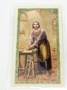 St. Joseph Patron Saint of Workers Laminated Holy Card (Plastic Covered) - Unique Catholic Gifts