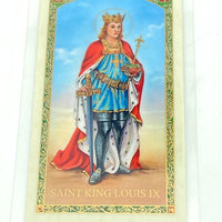 St. King Louis IX Laminated Holy Card (Plastic Covered) - Unique Catholic Gifts