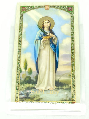 St. Lucy Laminated Holy Card (Plastic Covered) - Unique Catholic Gifts
