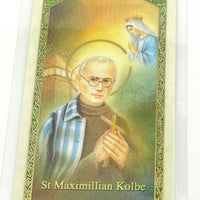 St. Maximillian Kolbe Laminated Holy Card (Plastic Covered) - Unique Catholic Gifts