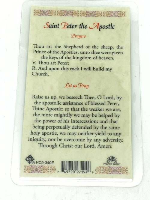 St. Peter the Apostle Laminated Holy Card - Unique Catholic Gifts