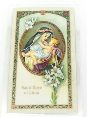 St. Rose of Lima Laminated Holy Card - Unique Catholic Gifts