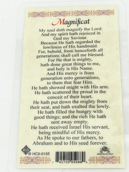 Magnificat Laminated Holy Card (Plastic Covered) - Unique Catholic Gifts