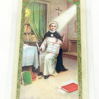 St. Thomas Aquinas Laminated Holy Card (Plastic Covered) - Unique Catholic Gifts