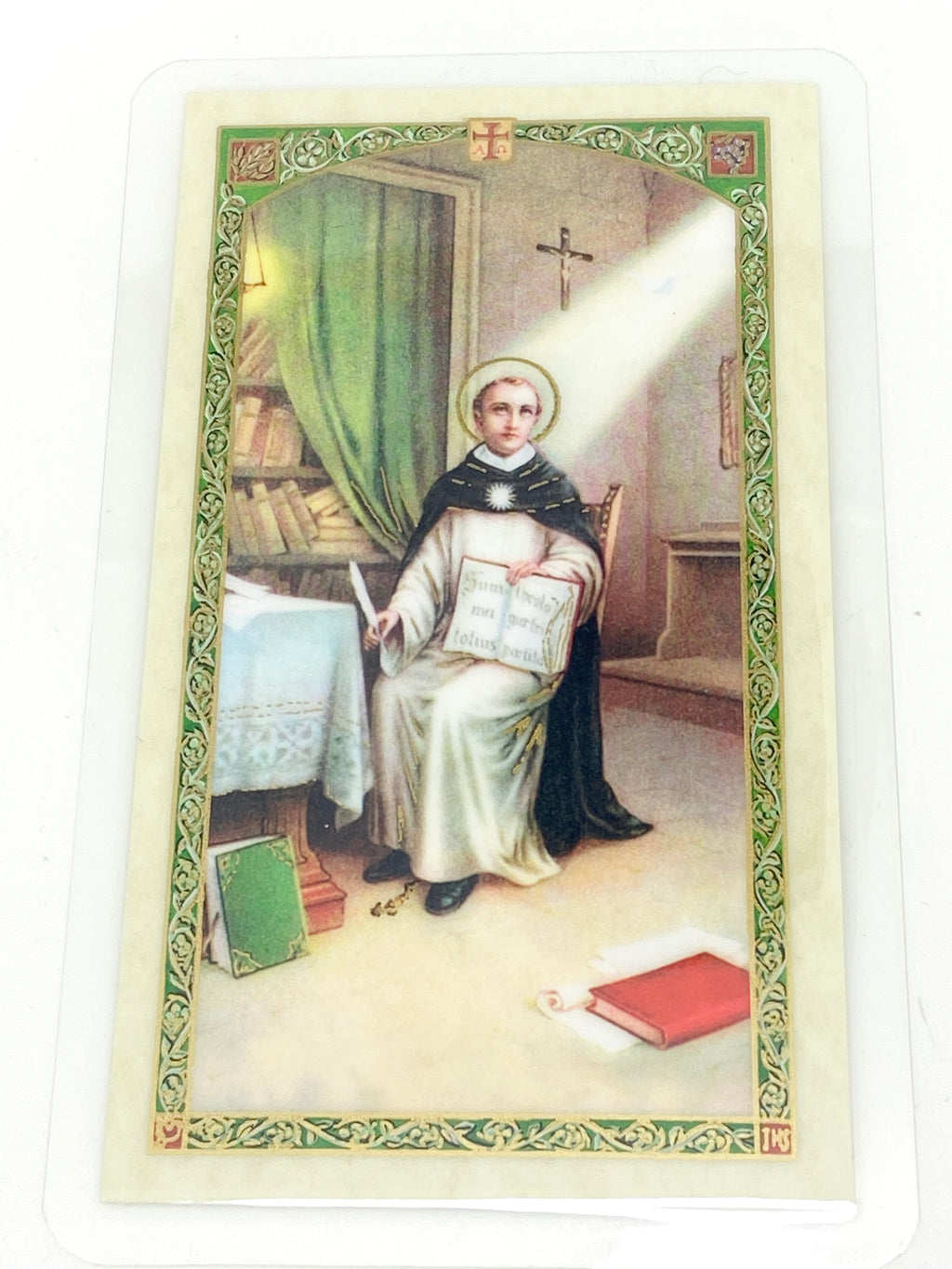 St. Thomas Aquinas Laminated Holy Card (Plastic Covered) - Unique Catholic Gifts