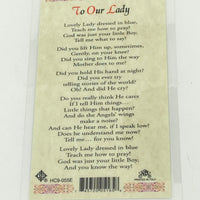 To Our Lady Laminated Holy Card (Plastic Covered) - Unique Catholic Gifts