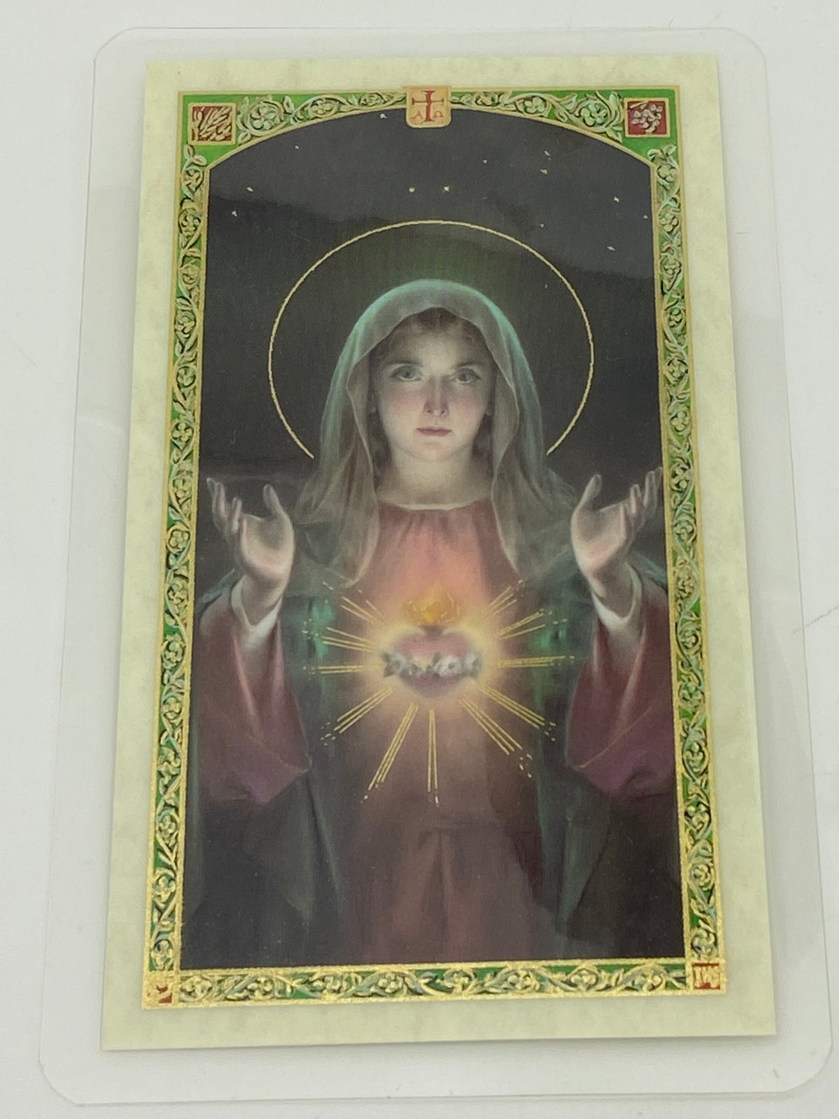Immaculate Heart Laminated Holy Card (Plastic Covered) - Unique Catholic Gifts