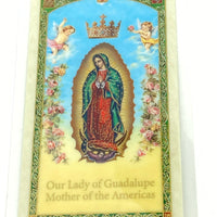 Our Lady of Guadalupe Mother of Americas Laminated Holy Card (Plastic Covered) - Unique Catholic Gifts