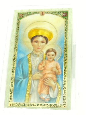 Our Lady of  La Vang Laminated Holy Card (Plastic Covered) - Unique Catholic Gifts