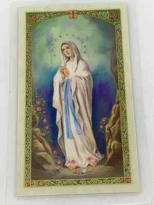 Our Lady of Lourdes Laminated Holy Card (Plastic Covered) - Unique Catholic Gifts