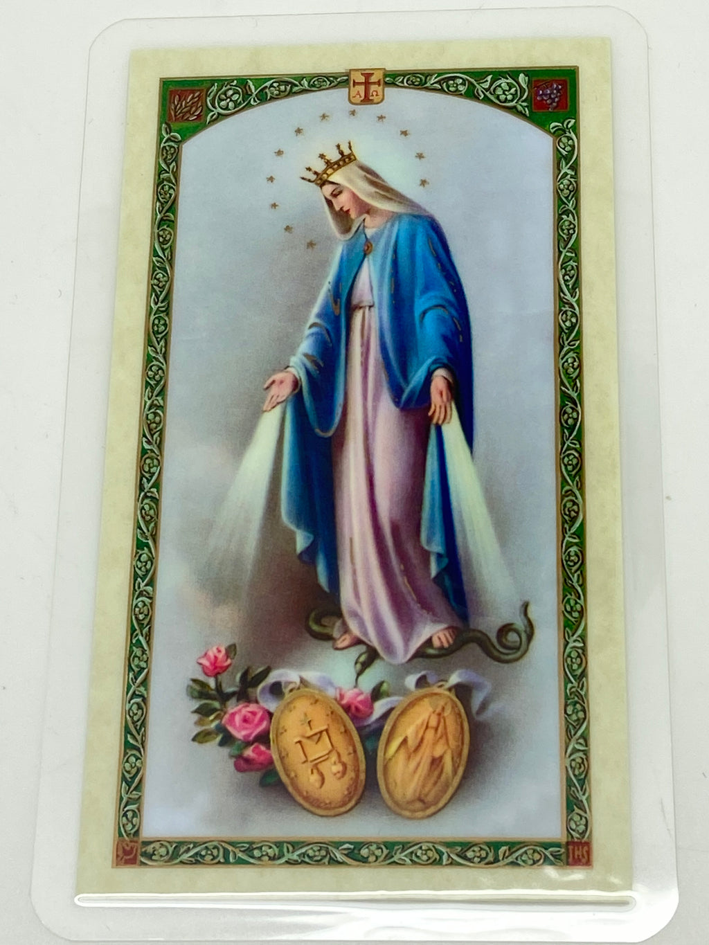 Our Lady of the Miraculous Medal Laminated Holy Card (Plastic Covered) - Unique Catholic Gifts