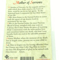 Mother of Sorrows Laminated Holy Card (Plastic Covered) - Unique Catholic Gifts