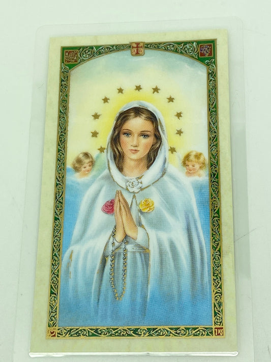 Mystical Rose Laminated Holy Card (Plastic Covered) - Unique Catholic Gifts