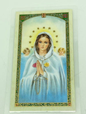 Mystical Rose Laminated Holy Card (Plastic Covered) - Unique Catholic Gifts