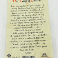 Our Lady of Lourdes  with Bernadette Laminated Holy Card (Plastic Covered) - Unique Catholic Gifts