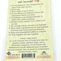 Ten Rules of a Happy and Successful Wife Laminated Holy Card (Plastic Covered) - Unique Catholic Gifts