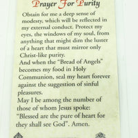 Purity Laminated Holy Card (Plastic Covered) - Unique Catholic Gifts