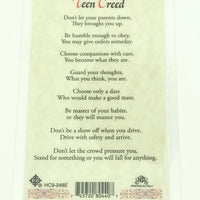 Teen Creed Laminated Holy Card (Plastic Covered) - Unique Catholic Gifts