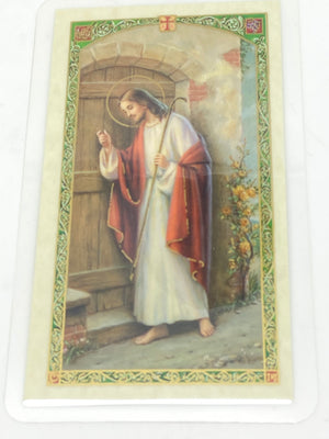 Stand at the Door Laminated Holy Card (Plastic Covered) - Unique Catholic Gifts
