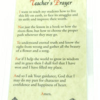 Teacher's Prayer Laminated Holy Card (Plastic Covered) - Unique Catholic Gifts
