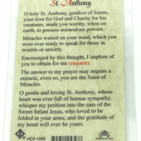 St. Anthony Unfailing Prayer Laminated Holy Card (Plastic Covered) - Unique Catholic Gifts