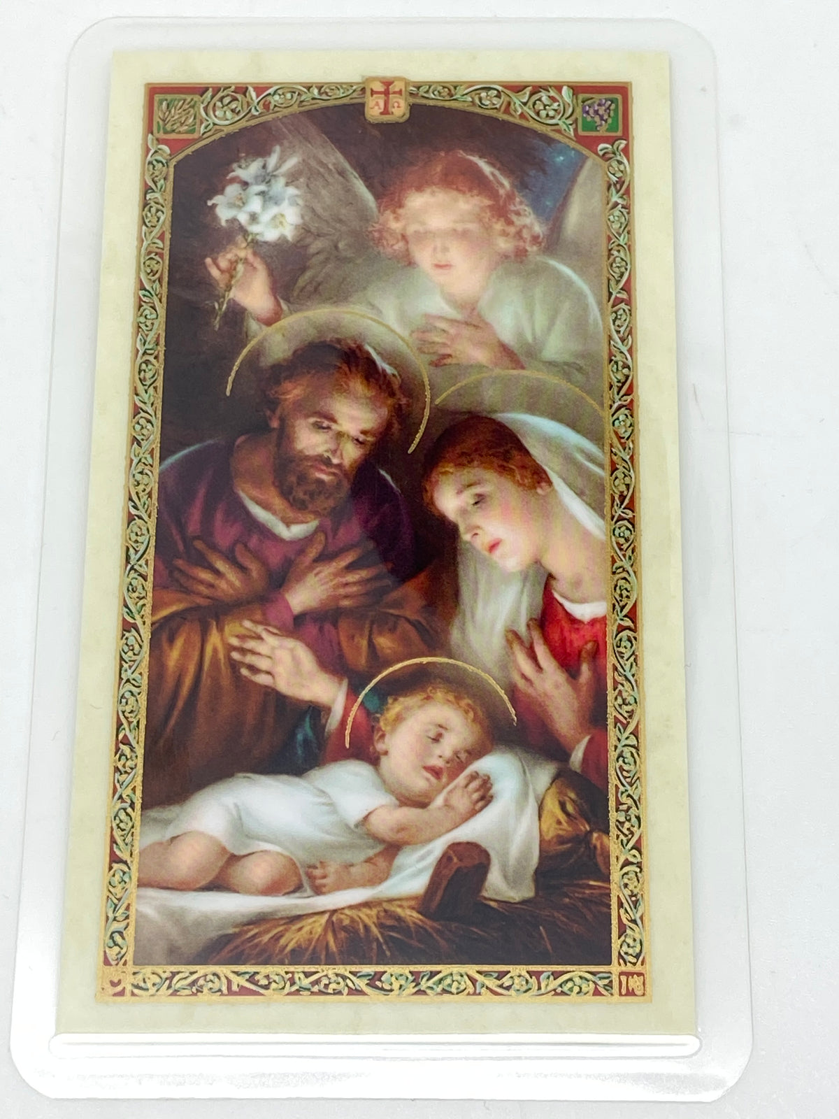 Una Bendicion de Navidad Tarjeta Sagrada laminada (Cubierta de Plástico) - Unique Catholic Gifts