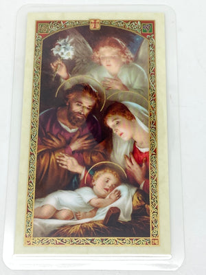 Una Bendicion de Navidad Tarjeta Sagrada laminada (Cubierta de Plástico) - Unique Catholic Gifts