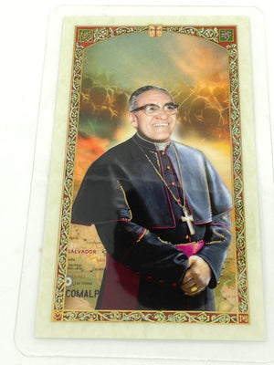 Santo Oscar Romero Tarjeta Sagrada laminada (Cubierta de Plástico) - Unique Catholic Gifts