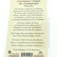 Purisima Virgen de Guadalupe Tarjeta de oración de Nuestra Señora de Guadalupe laminada(Cubierta de Plástico) - Unique Catholic Gifts