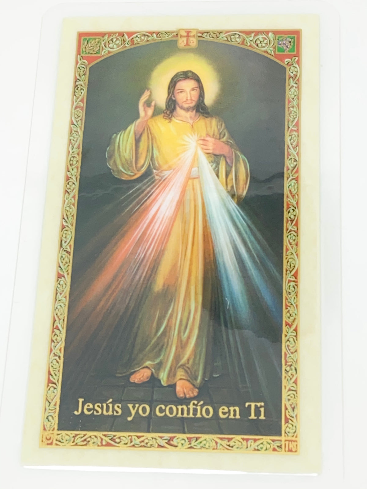 Corona de la Divina Misericordia Tarjeta Sagrada laminada (Cubierta de Plástico) - Unique Catholic Gifts