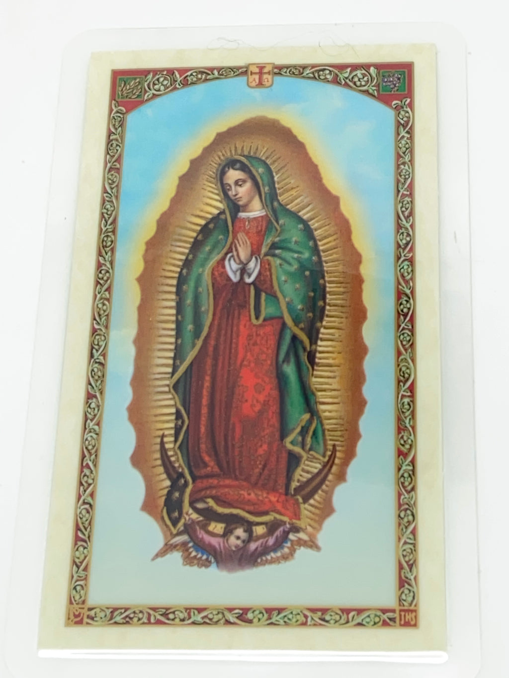 Virgen de Guadalupe Tarjeta Sagrada laminada (Cubierta de Plástico) - Unique Catholic Gifts