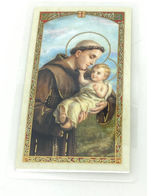 San Antonio Tarjeta Sagrada laminada (Cubierta de Plástico) - Unique Catholic Gifts