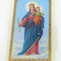 Maria Auxiliadora Tarjeta Sagrada laminada (Cubierta de Plástico) - Unique Catholic Gifts