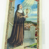 Santa Clara de Asis Tarjeta Sagrada laminada (Cubierta de Plástico) - Unique Catholic Gifts