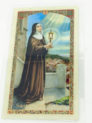 Santa Clara de Asis Tarjeta Sagrada laminada (Cubierta de Plástico) - Unique Catholic Gifts